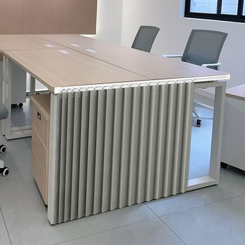 Koncey Vorhang Sichtschutz Schreibtisch mit Gleitschiene, Unter Schreibtisch Vorhang für Privatsphäre, Schrankvorhang für Studententisch oder Bürokabinen-Arbeitsplätze(Grau,W 160 x H 70 cm)
