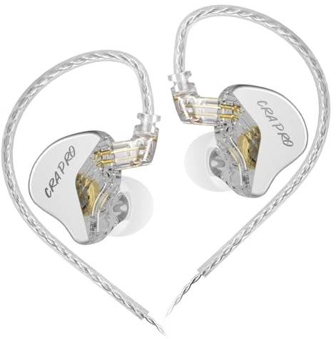 CCA CRA Pro, Ultra-Dünne DLC-Membran In Ear Monitor mit Mic, HiFi DJ Kopfhörer mit Kabel, IEM Kopfhörer N52-Planar + 4-Spulen-Treiber, 2-Pin-Trennkabel mit Versilberten Adern für Musiker, DJs