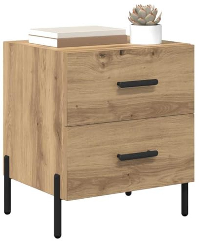 vidaXL Bedside Cabinet Artisan Oak 40 x 35 x 47.5 cm Engineered Wood, Compact Nightstand, Functional Storage Table, Rustic Bedroom Cabinet, Modern with Drawers, Simple Design Furniture