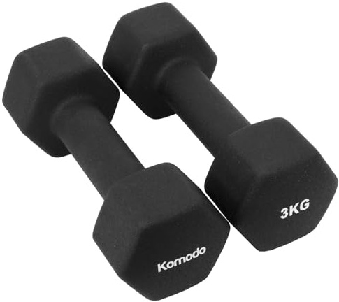 Komodo 2x Neoprene Dumbbell Bars Weightlifting Weights (Black, 2 x 3kg)