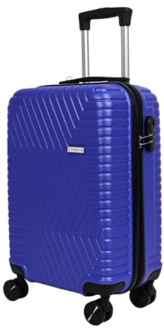 STRAVIA – Del – Valise Moyenne 65 cm – ABS Légère et Résistante – Bagage Rigide – Serrure à Code Sécurisée – 4 Roues Double Ultra Fluides – Bleu – 65 x 44 x 26 cm
