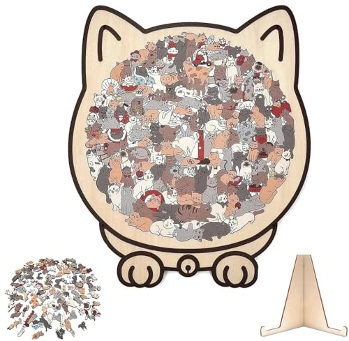 135 Teiliges Katzenpuzzle Holz: Katzen Holz Puzzle in Katzenform | Holzpuzzle Katze | Niedliches Cat Puzzle mit Katzenmotiven,Heimdekoration,Kreatives Puzzle Holz Geschenk für Katzenliebhaber