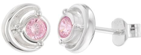 trendor Damen Ohrringe 925 Silber Ohrstecker Zirkonia Pink 21422-09