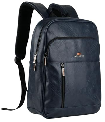 No Limits Zaino Porta PC/Laptop Uomo e Donna in PU, Impermeabile con Fodera Arancione, Ideale per Ufficio, Università e Viaggio, Blu