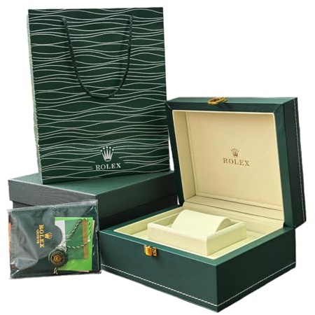ROUREOX Traditionelle Stil Uhrenbox Grüne Rechteckige Truhe Gold Verschluss Schutzhalter Display Vitrine für Rolex Explorer II/Air-King