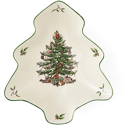 Portmeirion Home & Gifts Weihnachtsbaum-Teller, Keramik, mehrfarbig, 21 x 18,7 x 4,9 cm