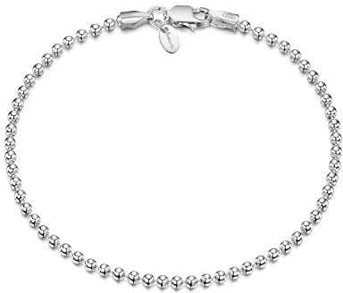 Amberta 925 Sterlingsilber Armkette - Kugelkette Armband - 2 mm Breite - Verschiedene Längen: 18 19 cm (18cm)