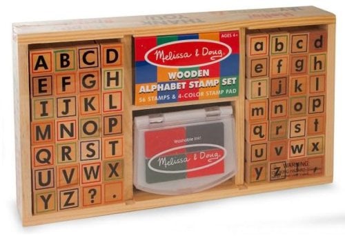 Alphabets: Wooden Stamp Set + FREE Melissa & Doug Scratch Art Mini-Pad Bundle [35576]