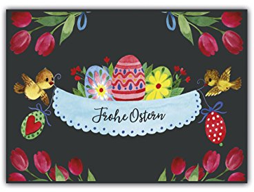 Nastami Osterkarte Postkarte Ostern Geschenk Ostern (Frohe Oster SCHWARZ)