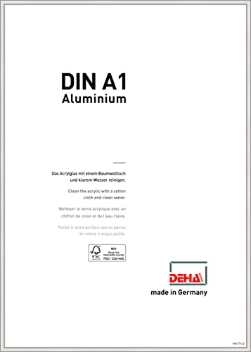 DEHA Design Boston Aluminium Picture Frame Silver A1, 59.4x84.1cm with Push and Turn Clips