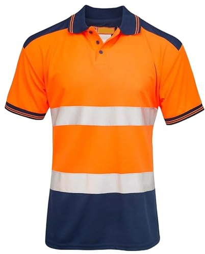 shelikes Mens Hi Vis T Shirt High Visibility Work Top Reflective Safety Short Sleeve/Long Sleeve Tshirts/Polo Tops Workwear Tshirts