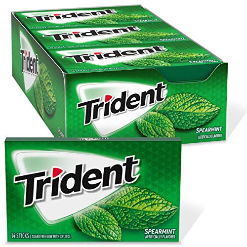 Trident Spearmint Zuckerfreier Kaugummi, grüne Minze, 12 Packungen mit je 14 Stück (insgesamt 168 Stück)