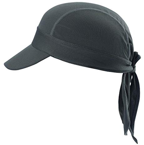 Arcweg Bandana Cap Kopftuch Mit Schirm Atmungsaktiv Pirat Kappe UV Schutz Verstellbar Bikertuch Radsport Mützen Schnelltrockned Dunkelgrau