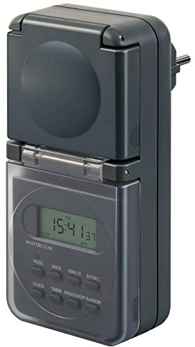 Brennenstuhl Digitale Wochenzeitschaltuhr IP44 digitale Timer-Steckdose (Wochen-Zeitschaltuhr, für Außenbereich und Kindersicherung) anthrazit (4-Pack)
