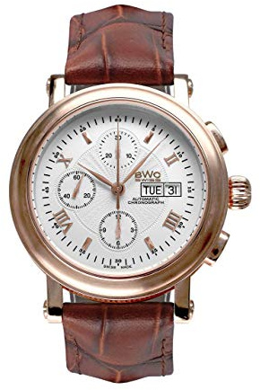 BWC Swiss Herren Uhr Chronograph Automatik mit Leder Armband 207695703