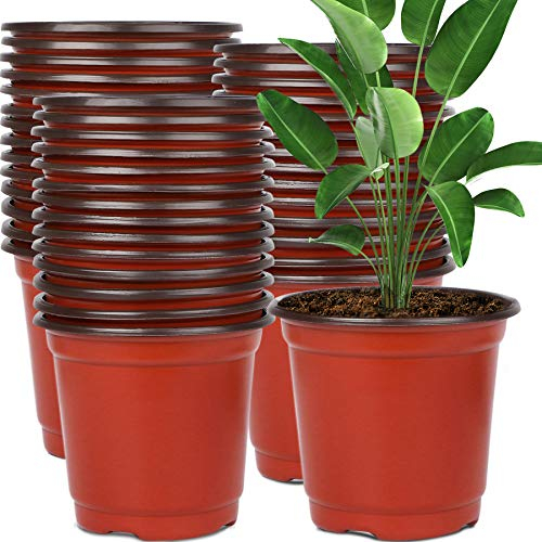 Augshy Plastik Blumentöpfe, 130 Stück 15cm Garten Pflanztöpfe Rot Kunststoff Anzuchttöpfe für Sukkulenten Setzlinge Stecklinge Umpflanzen