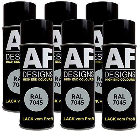 6X Ral Pintura en Espray Pintura Coche Laca Colorida Lata de Aerosol RAL7045 Tele-Gris 1 Mate