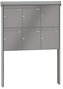RENZ/Prisma / 5er Freistehende Briefkastenanlage Standbriefkasten/RAL-Farbe 9007 Volumen 23 L/zum Einbetonieren/Dein-Briefkasten.de