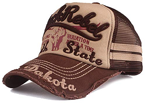 Trucker Mesh Baseballcap Black Rebel Western Distressed Vintage Retro Sommer Cap (braun/beige)