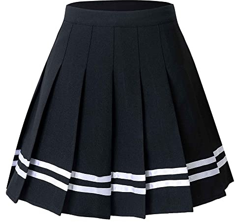 Hoerev Kvinnor Flickor Flammande Casual Mini Skola Tennis Skater Casual Dance Kjol med två sidofickor och innershorts