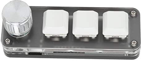 Cuifati Mini 3 Key Keypad with Knob, One Handed Macro Mechanical Keyboard, 3 Fully Programmable Keys, for Office, Games, Music, Media, Industrial Control,etc.