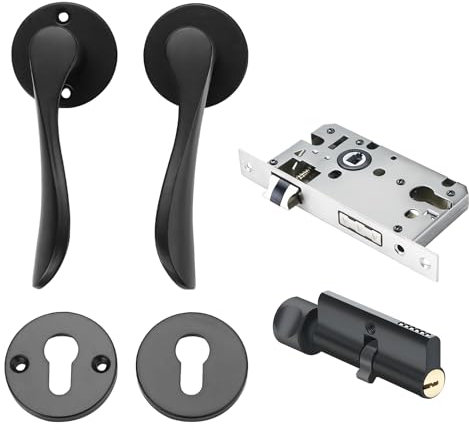 Qrity Juego de Cerradura de Puerta, Manija para Puerta Interior, Juego de Cerradura de Palanca Dividida de Aluminio, Cerradura de Manija de Puerta