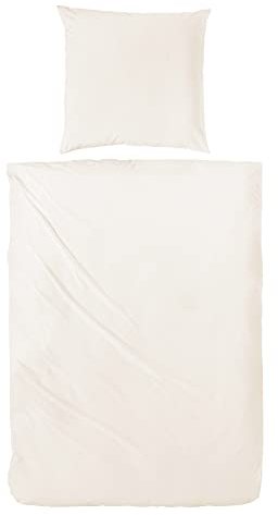 Beddress - Luxus-Satin-Bettwäsche, Uni Champagner, 200x200 + 2x80x80 cm, 100% gekämmte Baumwolle, OekoTex