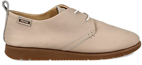 PAYMA - Zapatillas Deportivas Sneakers de Piel para Mujer. Zapatos Planos Casual Blucher. Cierre Cordones. Piel Super Flexible. Máxima Comodidad. Color: Nude, Talla: EU 37