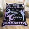 Set di biancheria da letto per ragazze e ragazze, con copripiumino e federe, motivo ginnastica e ginnastica, con glitter, viola, per letto singolo