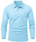 Rdruko Polo Shirt Long Sleeve Men Smart Casual Breathable Button Neck T Golf Shirts Wicking Quick Dry Polyester Work Tops with Pocket Sky Blue L