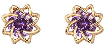 Ohrstecker Gold, Cuivre Blume mit rundem Zirkonia Ohrstecker für Frauen, Gold