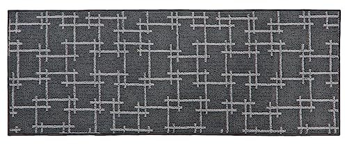 JVL Vector Machine Washable Latex Backed Runner Doormat, 57x150cm, Grey