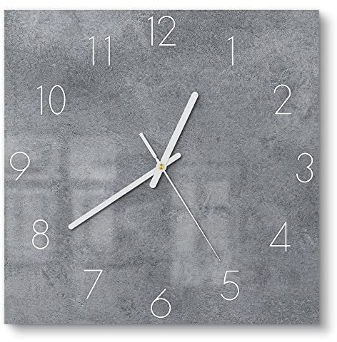 DEQORI Glasuhr | 30x30 cm | Motiv Betonstruktur im Detail | ausgefallene leise Design Uhr aus Glas | Wanduhr für Wohnzimmer & Küche | Moderne Hingucker Uhr für die Wand
