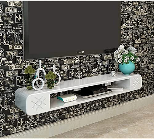 URBERY Schwebendes TV-Regal, Medienkonsole, Wandregal, hängender TV-Schrank für Kabelboxen, Router, DVD-Player