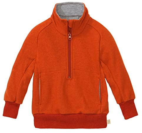 Disana Troyer, Leichter Sweater mit Reißverschluss | 100% Bio-Merinowolle GOTS, IVN Best | Baby Kleinkind Kind Unisex | Made in Germany | Orange Gr. 122-128