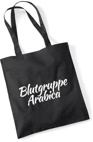 Huuraa Jutebeutel Blutgruppe Arabica Schriftzug Geschenk 10 Liter Black Baumwolle Blutgruppe Arabica Präsent
