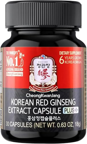 JungKwanJang Koreanischer Panax Roter Ginseng-Extrakt Kapseln - 30 hochdosiert Kapseln | in Südkorea Angebaut, Produziert, Laborgeprüft | reduziert Müdigkeit & stärkt das Immunsystem