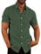 COOFANDY Mens Shirts Short Sleeve Summer Shirt Casual Linen Shirts Regular Fit Holiday Shirt with Pocket Army Green L
