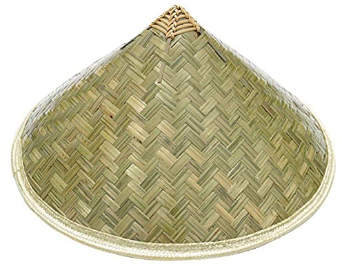Hrippy Sombrero de Paja Tejido a Mano, Sombrero Transpirable para el Sol, Gorra de Granja de ala Ancha, cómodo Sombrero de Cono vietnamita para el Verano