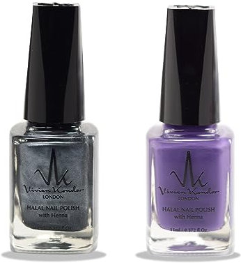 (Set Of 2) Henna Infused Permeable Nail Polish Wudhu and Vegan Friendly Long lasting Halal Polish (Decadent + Aladdin)