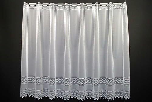 Gardinen Kranzusch Scheibengardine Jacquard grafisch 70x65 cm H/B Weiß Bistrogardine Vorhang Küche 1er Pack