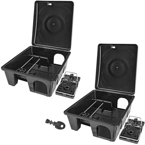Auswahl Köderstation Ratten Mäuse Köderbox Schlagfalle Garten Mausfalle Rattenköderbox Box Rattenfalle Rattenköderstation Kinder- Haustiersicher Koederbox Gift Petigi, Anzahl:2