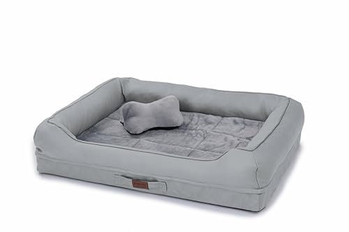 RAIKOU Hundebett mit abnehmbarem Kissen, gepolstert und waschbar – Schlafplatz, Hundekissen, Hundesofa, Hundematte - Hochwertiges Tierbett für Ihren treuen Begleiter. (Hell Grau,80 * 60 * 7cm)