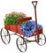 GOPLUS Pflanzschubkarre, Pflanzwagen mit Rollen & Handgriff, Blumenwagen Holz, Blumenkasten Blumenständer Blumenkarre für Garten & Outdoor, 62 x 34 x 60cm (Rot)