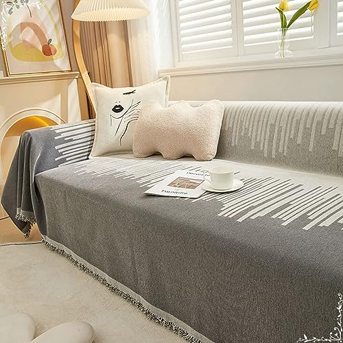 Bishilin Überzug Sofa Ecksofa 180x150CM, Sofabezug 1 Sitzer rutschfest Dunkelgrau mit Gestreift Couchbezug Katzenschutz Universal