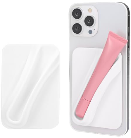 Lipgloss-Handyhülle, Lipgloss-Schutzhülle mit Kleberhalter für die meisten Handy-Modelle, stilvolle und praktische Griff-On-Silikon-Lippenbalsam-Hülle (Weiß)