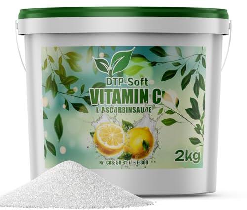 100% Vitamin C Pulver Lebensmittelqualität | L-Ascorbinsäure | PREMIUM-EIMER (2kg)