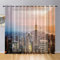 Odot Transparent Gardinen 2er Set Voile Vorhänge mit Ösen, Sheer Vorhang mit Stadtgebäude Druck, Ösenschal Fensterschal für Wohnzimmer Schlafzimmer Sonnenlichtfilterung (140x244cm,Manhattan)