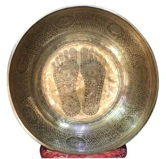 FLFWLASS 21 Inch Diameter Extra Large Standing Singing Bowl - Foot Carved Singing Bowls - Sound Therapy -Meditation -Yoga Session - Big Healing Bowls