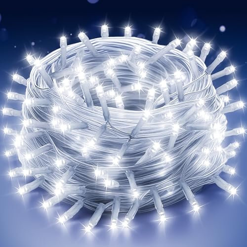 Uping Lichterkette außen 33M 300 LED Lichterkette Weihnachtsbaum außen innen mit Timer,8 Modi wasserdicht Weihnachtsbeleuchtung aussen für Garten Balkon Hochzeit(Kaltweiß)